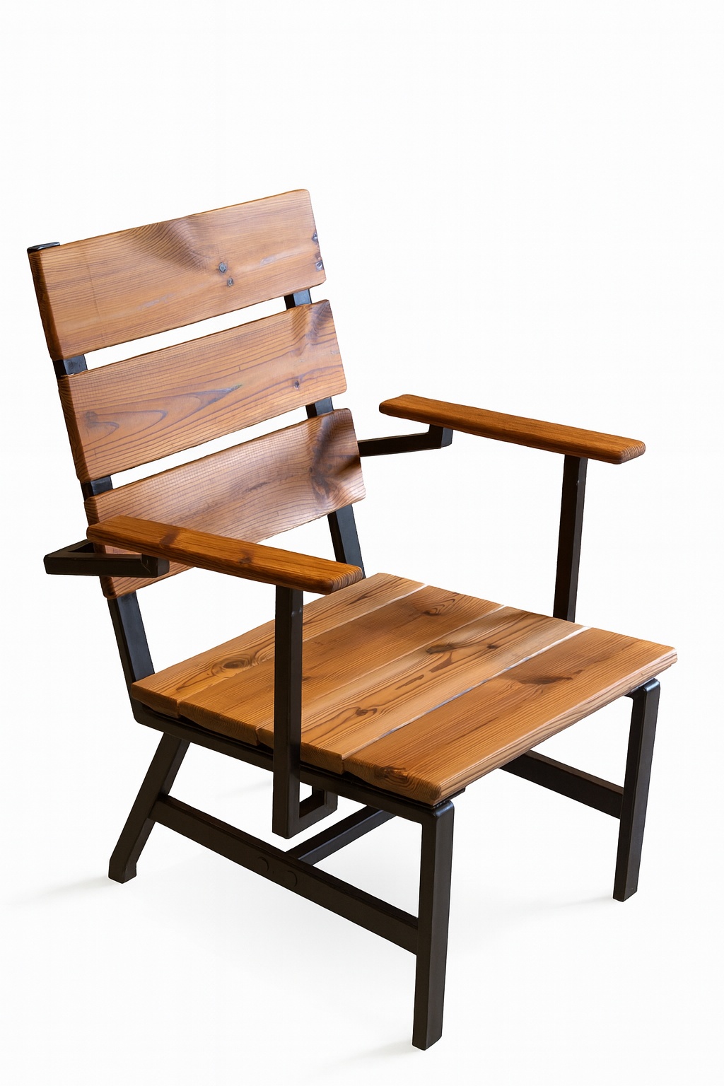 Poilsio krėslas iš metalo ir medžio